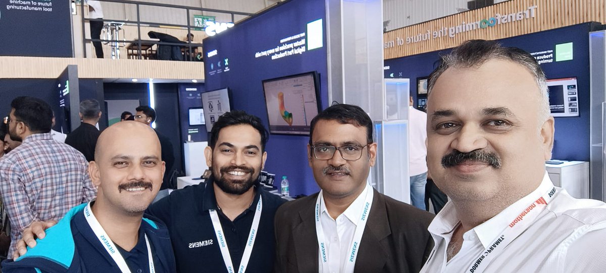 dailycadcam's tweet image. Great catching up with the @siemenssoftware  #India team—Mohammad Danish Vineet Warikoo Bangalore Harsha Anand Phadnis and Koushik Kasturi—at #IMTEX2025 Bengaluru!

The live demo at Hall 5, Booth B112 was impressive, showcasing the newly unveiled #SINUMERIK 828D controller and