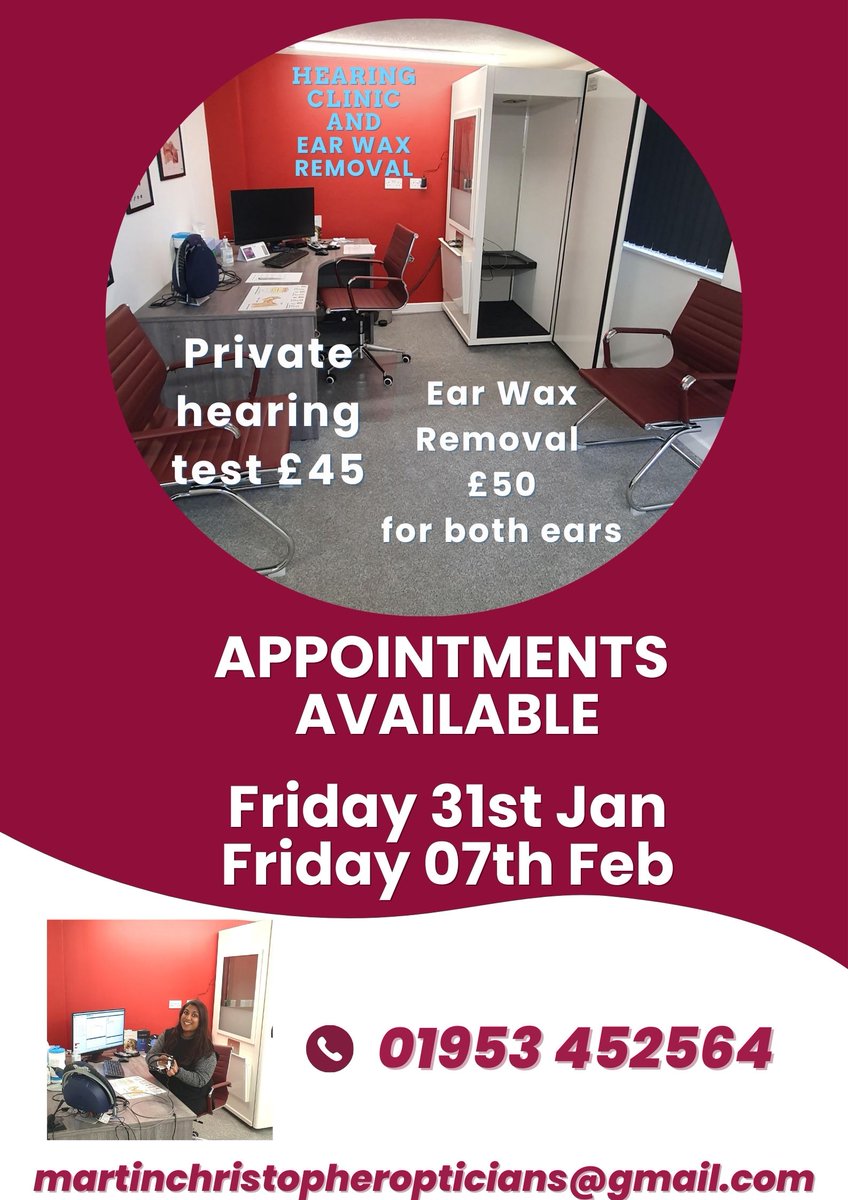 Is your hearing not as sharp as it used to be? Or maybe you're dealing with discomfort from ear wax build-up? We’ve got you covered at Martin Christopher Opticians in our newly opened Hearing Clinic.
👂 Private 1- Hour Comprehensive Hearing Test £45
👂 Ear Wax Removal - Only £50