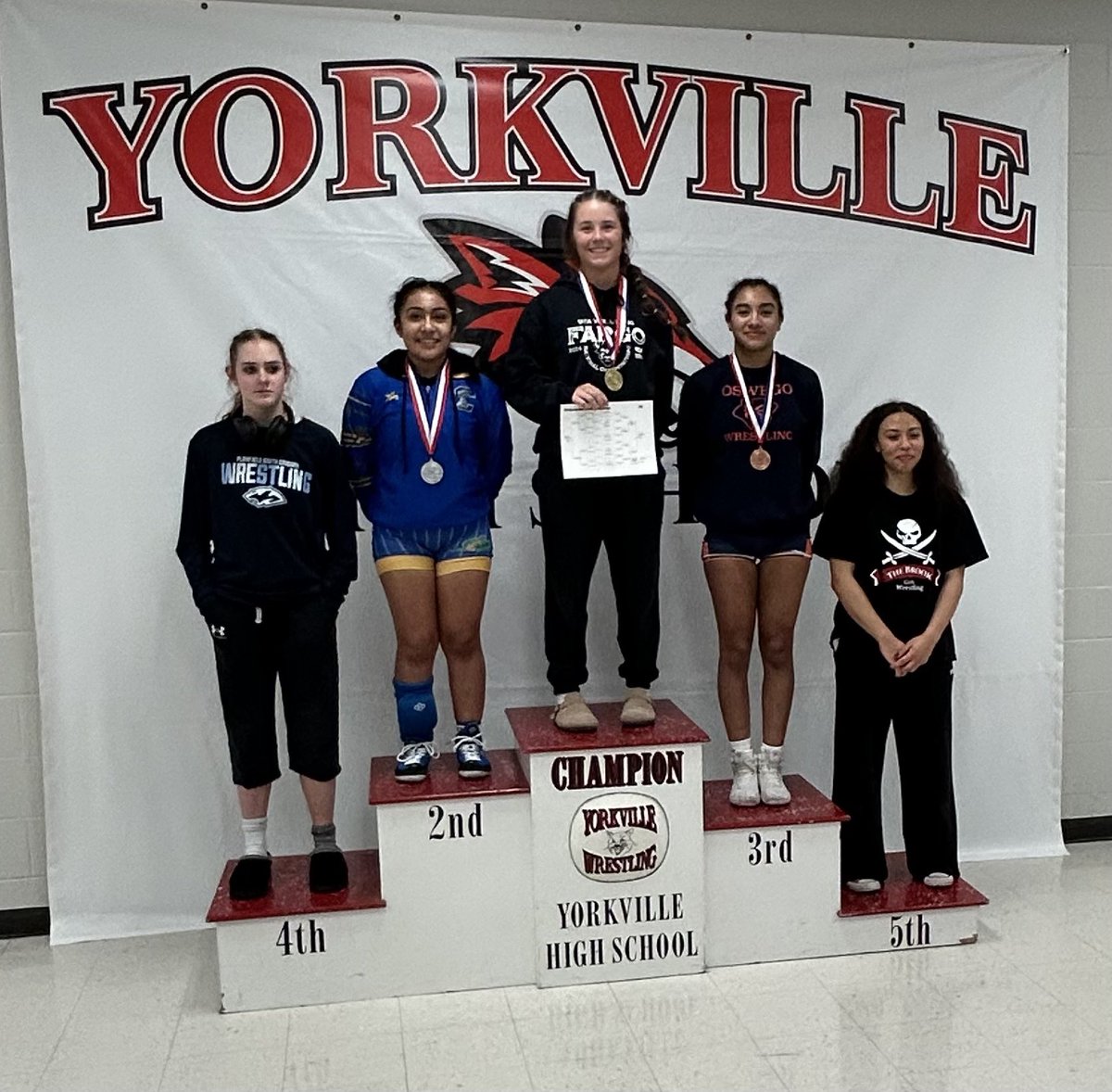 OswegoWrestling's tweet photo. SPC Championships 

Busse 2nd
Aaliyah 5th
Harmony 3rd
Tennille 6th
Joslynn 4th
Kiyah 2nd
Layla 1st
Riley 2nd
Elin 3rd https://t.co/VZ5gLOee0K