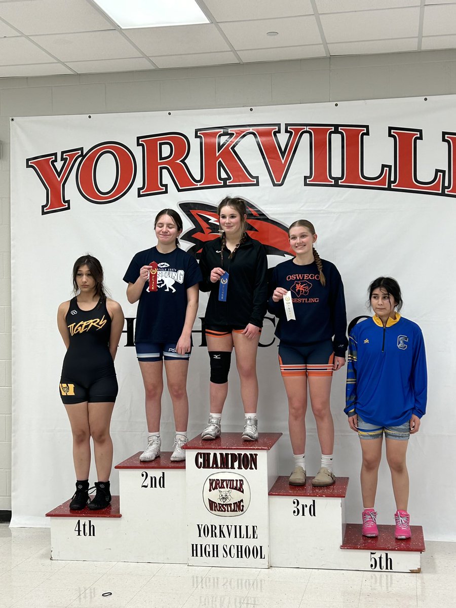 OswegoWrestling's tweet photo. SPC Championships 

Busse 2nd
Aaliyah 5th
Harmony 3rd
Tennille 6th
Joslynn 4th
Kiyah 2nd
Layla 1st
Riley 2nd
Elin 3rd https://t.co/VZ5gLOee0K