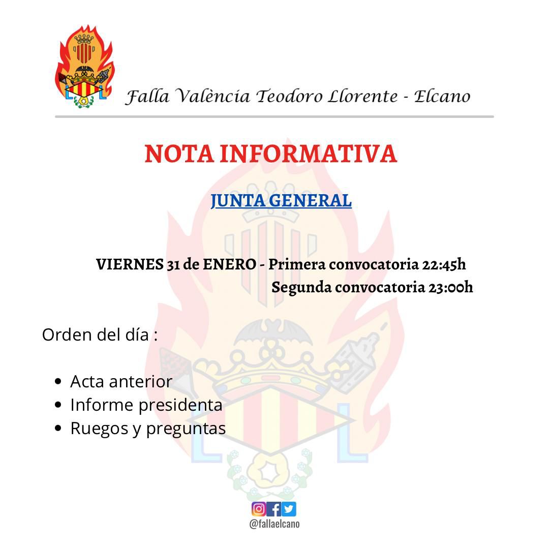 fallaelcano's tweet image. JUNTA GENERAL VIERNES 31 DE ENERO‼️