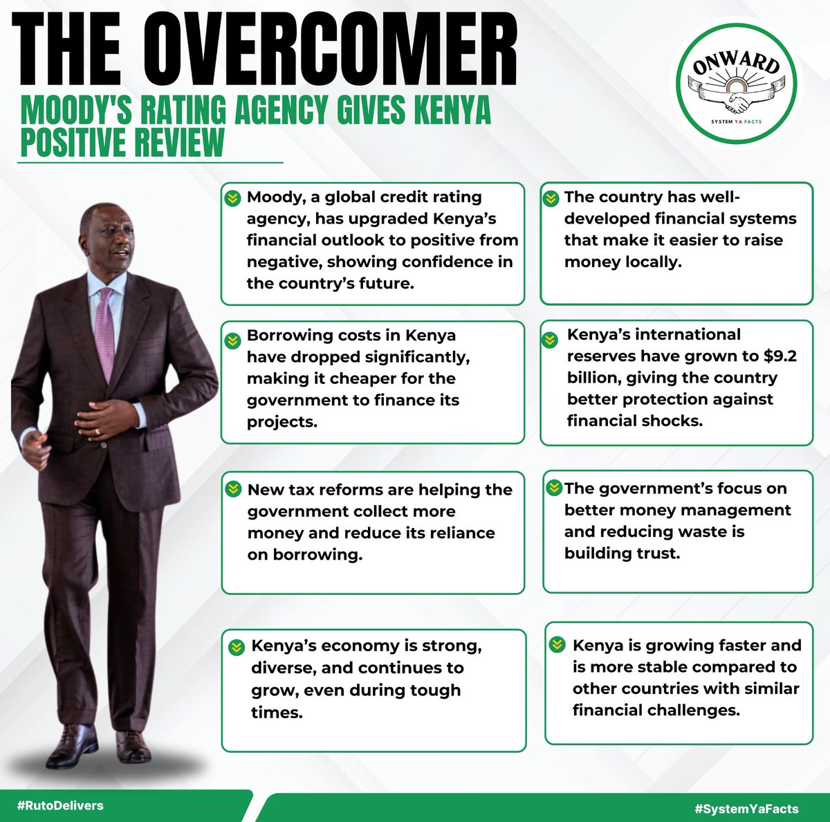 Enhanced financial management and reduced reliance on borrowing are building a solid foundation for sustainable development.
#ProgressYouCanSee
Kenya Declared Positive
Rebecca Miano Rigathi Gachagua Martha Karua KCSE