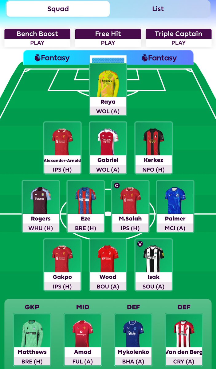 FPLCatalyst's tweet image. FPL GW 23 Team 🔒 

Transfers:

Jackson 🇸🇳 ➡️ Gakpo 🇳🇱 
Colwill 🏴󠁧󠁢󠁥󠁮󠁧󠁿➡️ Kerkez 🇭🇺 

🧢 Salah 🇪🇬 👑 

Good luck all! 🍀

#FPL #FPLCommunity