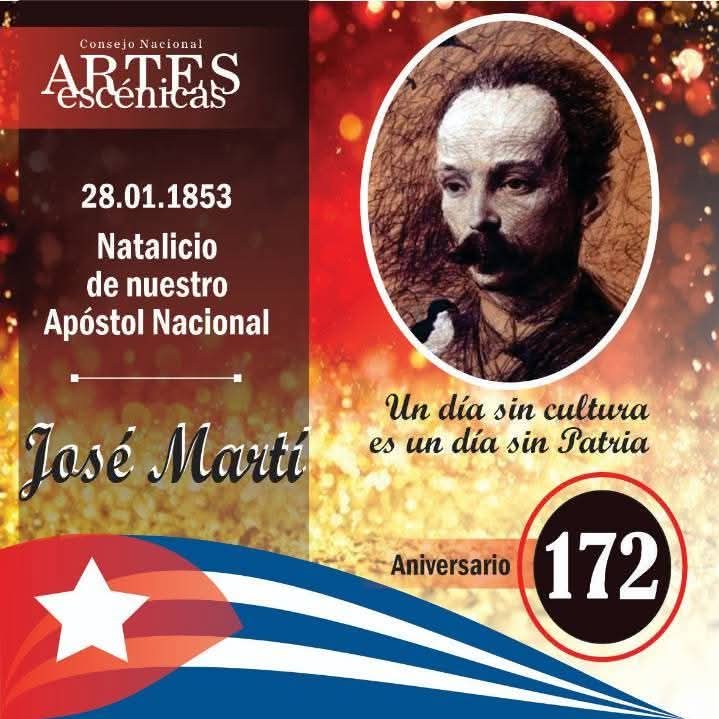 El 28 de enero celebramos el 172 aniversario del natalicio de José Martí, considerado un héroe nacional que luchó por impulsar la revolución democrática y popular hacia la independencia de Cuba, Puerto Rico y las Antillas, así como por la libertad.
#CubaEsAmor  #JoseMarti