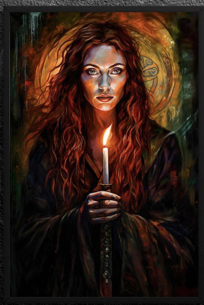 ScorpioLisaM's tweet photo. May the #GoddessBrigid bless you with the warmth and light of inspiration. Art by MidnightMythos. #Brigid #Goddess #GoddessOfFire #GoddessOfTheHearth #GoddessOfInspiration #GoddessOfPoets https://t.co/lWkiL7ZkZU