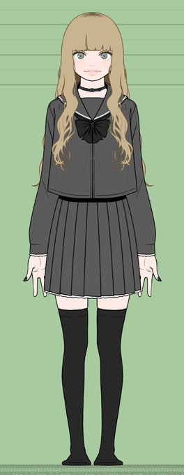 そういえばOCマリアちゃん不登校設定で制服設定画なかったから作ってみた。夏は暑いので学校行かないし制服着ないから冬のみ 