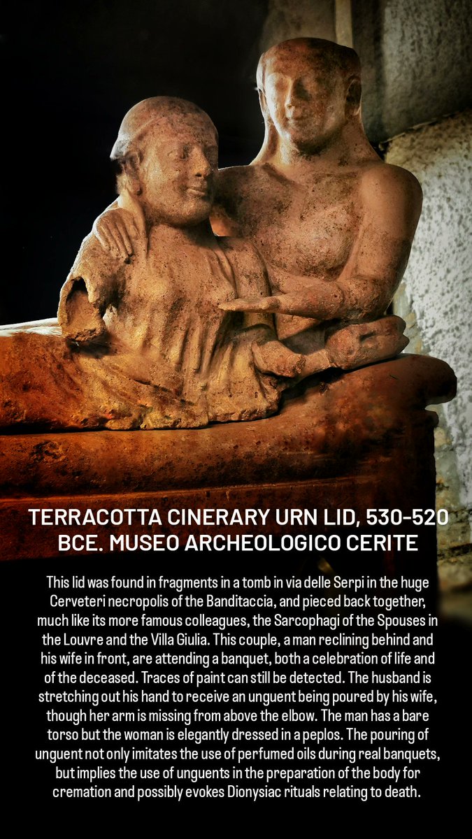 antmoose's tweet photo. #SarcophagusSaturday leads us to #Cerveteri, ancient #Etruscan #Caere, where a couple of banqueters affectionately snuggled together on a #sarcophagus lid evoke the reassurance of reunion in the #afterlife. A powerful #Greek influence is visible, even in the enigmatic smiles. https://t.co/c81sVbN8QJ