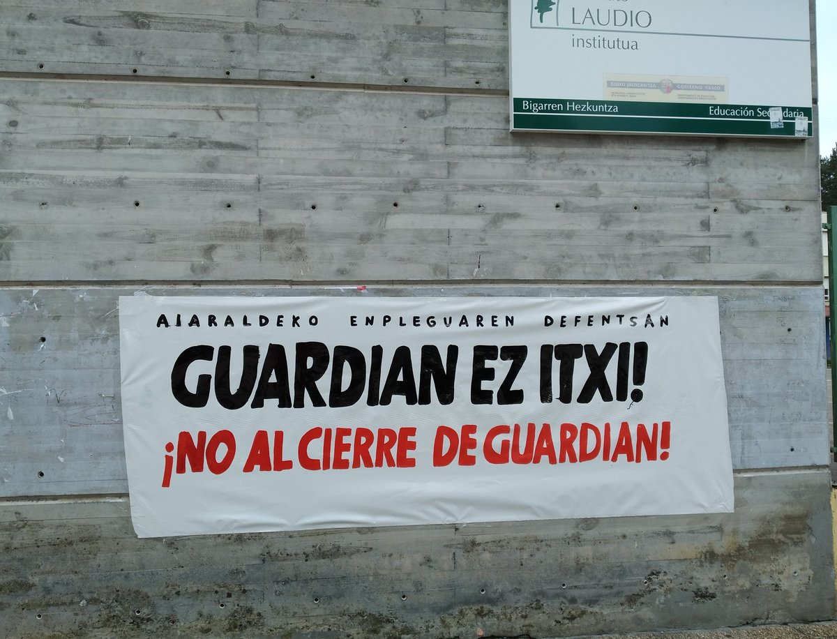 LABaiara's tweet image. 📢GUARDIAN EZ ITXI!! 
¡No al cierre de Guardian! 

🚨Guardianek labea itxi nahi du korrika eta era arduragabean. 

🔴Aiaraldeko enpleguaren defentsan borrokatzea dagokigu!!