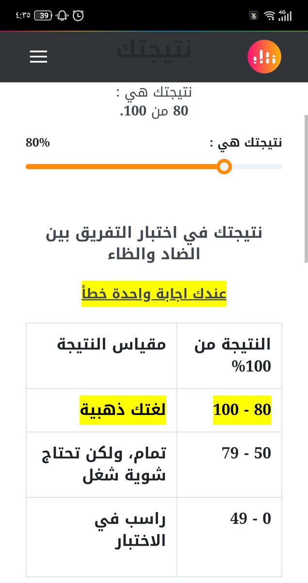 مساء الخير 🙋 .. 
جبت لكم اختبار للتفريق بين
 الـ ض و الـ ظ

الحمدلله نتيجتي كويسه 😍🔥

شاركوا واعطونا نتيجتكم 👏👏

الرابط تحت التغريده 👇