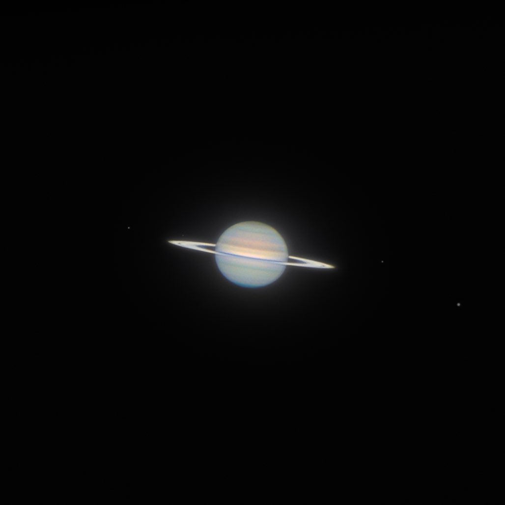 AJamesMcCarthy's tweet image. You check out the planets yet this week? It’s the best time to observe them since so many share the same 180° in the sky. 

I put together a composite image from this “planetary parade” I’ll share soon. 

Here’s Saturn captured with my 11” scope!
