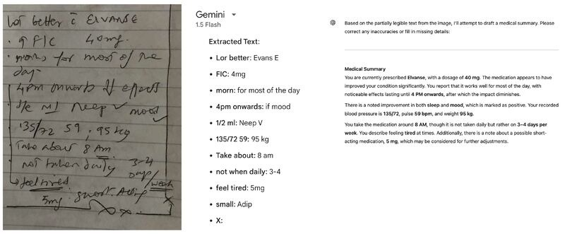 And the winner hands down in a head-on-head between #chatgpt and #google #gemeniai is easy to spot! A simple handwritten shorthand by a medic transcribed by two AI engines.