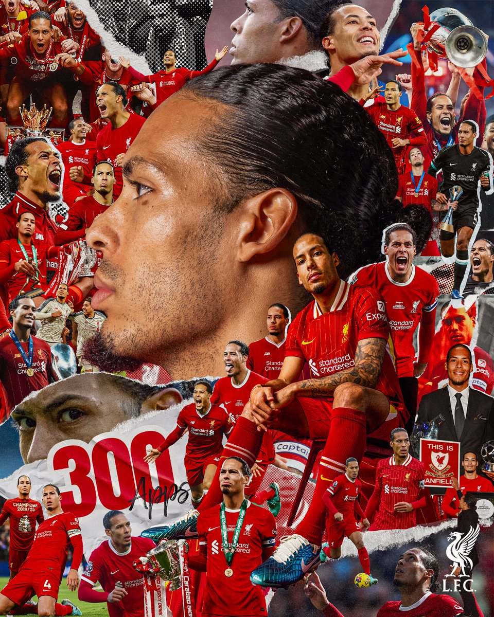 LFC's tweet photo. Our centre-half. Our number four. 👊

300 appearances for our captain, @VirgilvDijk ©️ https://t.co/QUg12csy4y