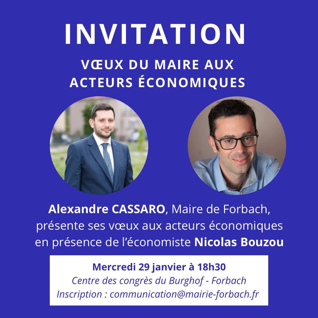 Alexandre Cassaro (@cassaroforbach) on Twitter photo Forbach a le privilège d’accueillir <a href="/nbouzou/">Nicolas Bouzou</a> à l’occasion des vœux du Maire aux acteurs économiques. Notre invité livrera son analyse de l’actualité économique. #Forbach #voeux2025 #Voeux <a href="/VilleDeForbach/">Ville de Forbach</a> #actualite #Economie Forbach a le privilège d’accueillir <a href="/nbouzou/">Nicolas Bouzou</a> à l’occasion des vœux du Maire aux acteurs économiques. Notre invité livrera son analyse de l’actualité économique. #Forbach #voeux2025 #Voeux <a href="/VilleDeForbach/">Ville de Forbach</a> #actualite #Economie