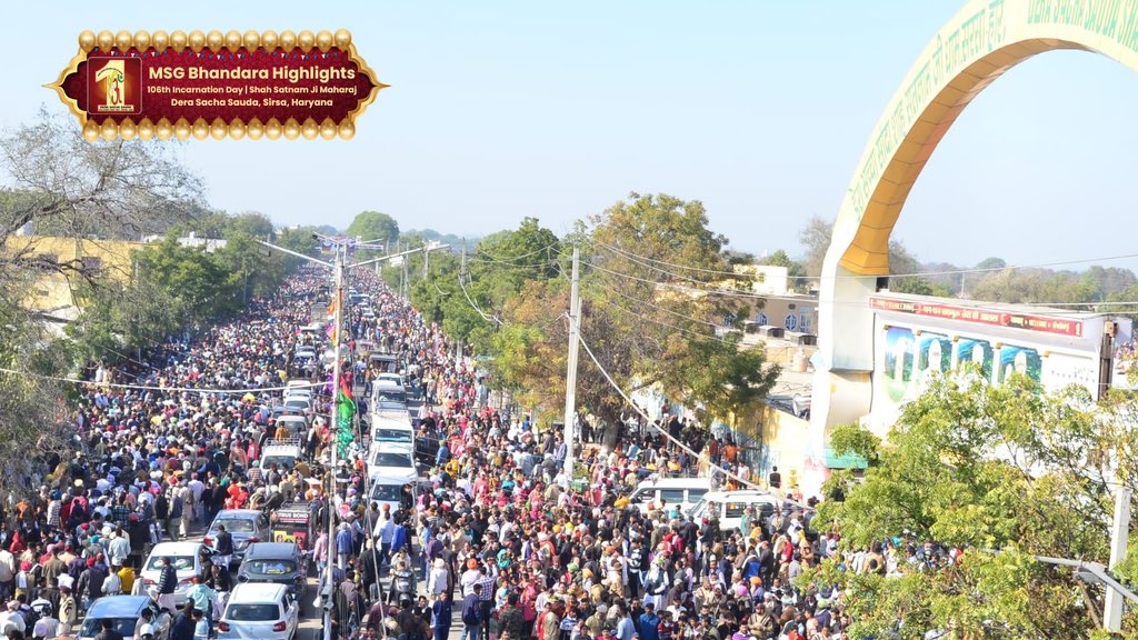 DSSNewsUpdates's tweet photo. The energy was electric as lakhs of devotees gathered to celebrate MSG Bhandara. With hearts full of love, the event was a powerful display of collective devotion and gratitude to Parampita Ji. Glimpses of the grand views and the massive gathering reflect the strength of faith and unity.

#MSGBhandara #SaintDrMSG
#RamRahim #DeraSachaSauda
#106thBirthday