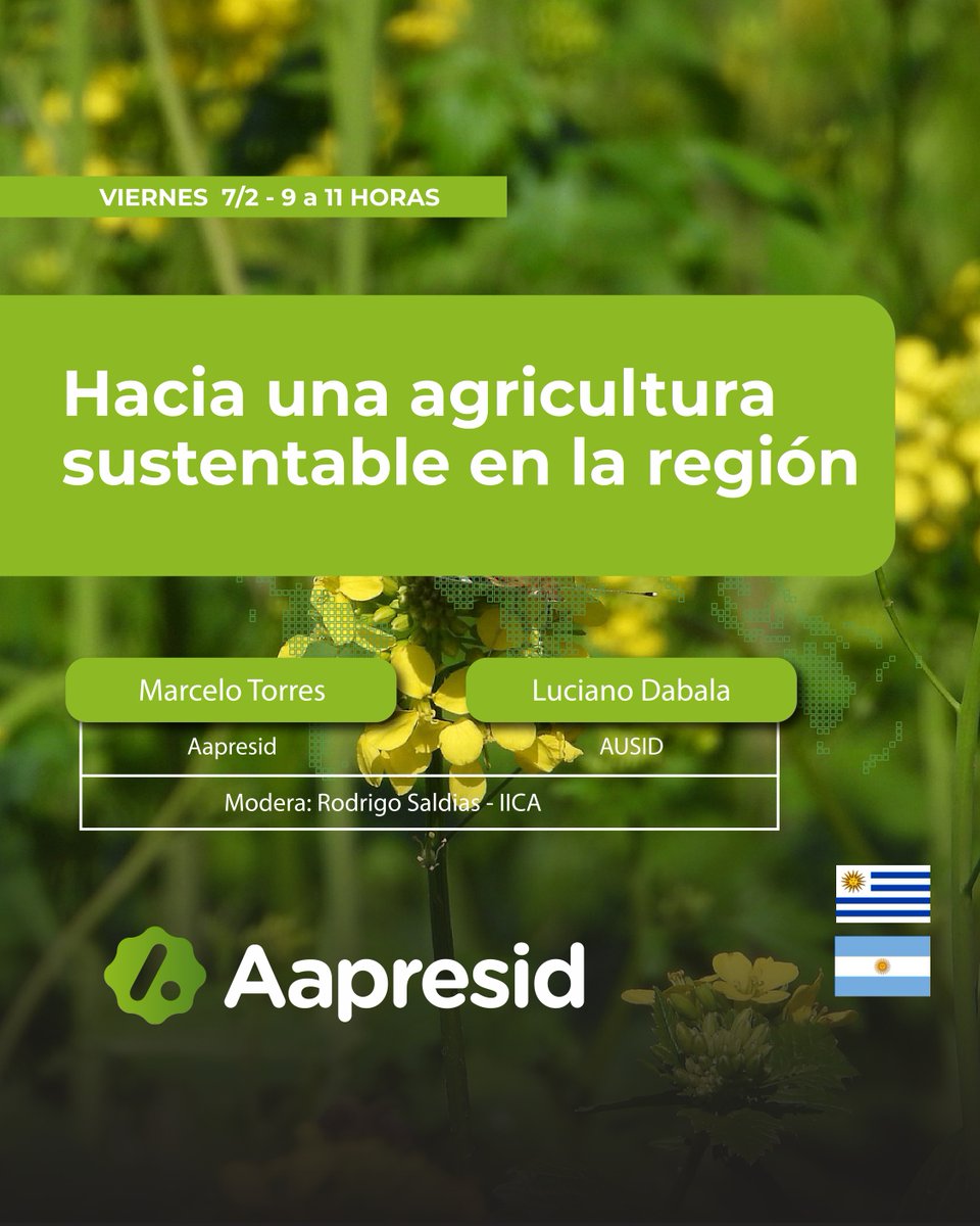 agroenpunta's tweet photo. 𝗙𝗼𝗿𝗼 𝗜𝗻𝗻𝗼𝘃𝗮𝗰𝗶𝗼́𝗻 𝗣𝗿𝗼𝗱𝘂𝗰𝘁𝗶𝘃𝗮 | 𝗔𝗴𝗿𝗼 𝗲𝗻 𝗣𝘂𝗻𝘁𝗮 𝟮𝟬𝟮𝟱

El próximo 7 de febrero, en el marco de Agro en Punta 2025, se llevará a cabo el Foro Innovación Productiva, un espacio único que reunirá a expertos del sector agroalimentario para debatir sobre los desafíos globales y las oportunidades clave para avanzar hacia sistemas productivos más sostenibles y rentables.

En el bloque inicial del foro, destacados referentes de la Asociación Argentina de Productores en Siembra Directa @Aapresid y la región compartirán su experiencia y conocimientos:

Modelando Sistemas Productivos Rentables y Resilientes
🔹 Marcelo Arriola: Director de Sistemas Chacras y de la Comisión Directiva de Aapresid.
🔹 Ramón García: Miembro destacado de Aapresid.

Hacia una Agricultura Sustentable en la Región
🔹 Marcelo Torres: Representante de Aapresid.
🔹 Luciano Dabala: Miembro de la Asociación Uruguaya Pro Siembra Directa (AUSID).

Este foro será una oportunidad para reflexionar sobre:
* Los desafíos globales que enfrenta el agro.
* Las estrategias para integrar sustentabilidad, innovación y rentabilidad en los sistemas productivos.

🗓️ Fecha: Viernes, 7 de febrero de 2025
📍 Lugar: Centro de Convenciones de Punta del Este
🎟️ Entradas disponibles en: https://t.co/rTNosNiAdj

Participa en este foro y contribuye a diseñar un futuro más sustentable y eficiente para el sector agroalimentario.

#AgroEnPunta2025 #ForoInnovaciónProductiva #Aapresid #Sustentabilidad #InnovaciónAgrícola

@el_BID | @UruguayXXI | @AntelDeTodos | @BROU_uy | @Conaprole | @INAC_Uruguay | 
@Minerva_BEEF3 | @universalassist | @VolvoTrucks | @ZambranoyCia | @ObservadorUY  | @carve850  | @ruraleselpaisuy  | @eurocamara_uy  | @GentosUy  |  @Proquimur  | @NurtureField | @bseuruguay  | @UNIONEUROPEA  | @COFCOINTL | @WeAreLDC