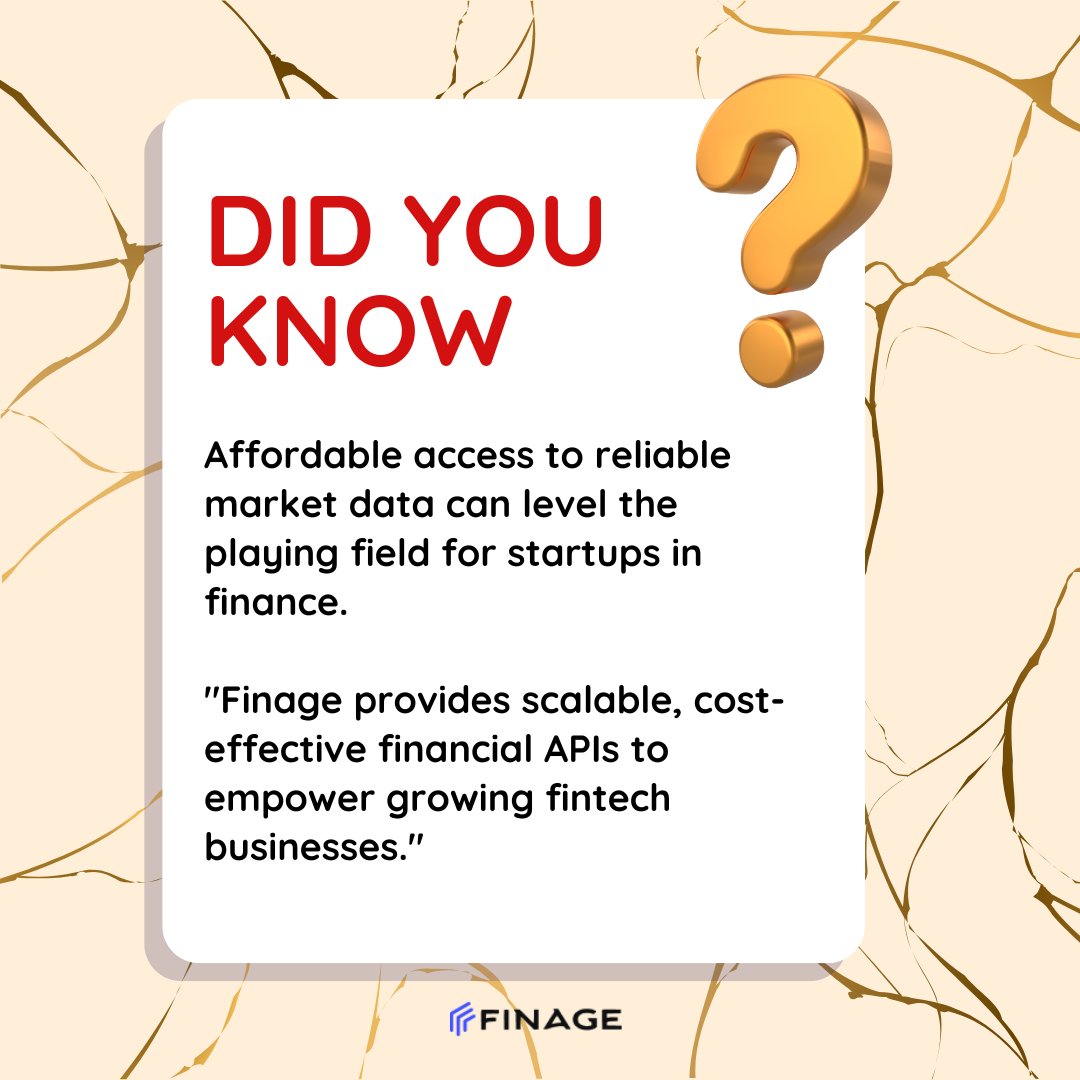 finageltd's tweet image. Did you know? 🤔
Startups in finance can achieve big things with accessible and affordable market data. Level the playing field and grow with confidence.
Finage APIs are here to help your fintech dreams take flight! 🚀
#FinageData #FintechGrowth #APISolutions #MarketInsights