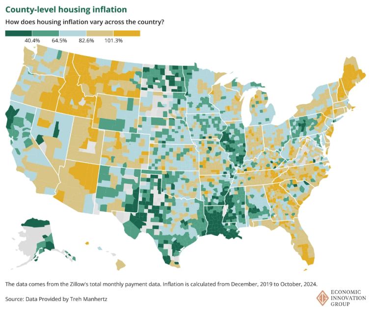 RyanKang94's tweet photo. Housing costs are exploding. What does this mean to Multifamily investors?

Over the past five years, housing inflation has surged across the U.S., with many counties experiencing price increases upwards of 101.3%. 

This highlights new opportunities and challenges for multifamily investors.

🌟 The Sunbelt and Mountain States are experiencing some of the highest inflation rates, signaling growing demand and limited housing supply. These areas are ripe for new multifamily developments to meet the housing shortage.

🌟 The Midwest and parts of the South are showing slower inflation, making these regions attractive for value-driven renters. Multifamily investments here can cater to affordability-conscious populations.

🌟 The Coastal Markets: Despite historically high prices, moderate inflation in certain counties could signal stabilization, offering opportunities for strategic repositioning.

Investor Takeaway

Rising housing costs drive more people toward renting, increasing multifamily demand.

Developers and operators must prioritize affordable rental solutions in high-inflation markets while maintaining strong margins.

Location-specific strategies are crucial: high-growth markets demand aggressive expansion, while slower markets offer stable long-term returns.

How will your multifamily strategy evolve in this inflationary housing market?

#HousingInflation #RealEstateInvesting  #MultifamilyInvesting #EconomicTrends #realestateanalytics #HousingCrisis