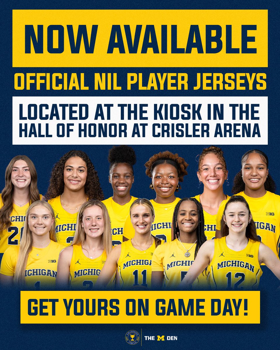 Champions Circle (@champcircleuofm) on Twitter photo NOW AVAILABLE: <a href="/umichwbball/">Michigan Women’s Basketball</a> Official NIL Player Jerseys! Pick one up at Crisler Arena at the kiosk in the Hall of Honor! NOW AVAILABLE: <a href="/umichwbball/">Michigan Women’s Basketball</a> Official NIL Player Jerseys! Pick one up at Crisler Arena at the kiosk in the Hall of Honor!