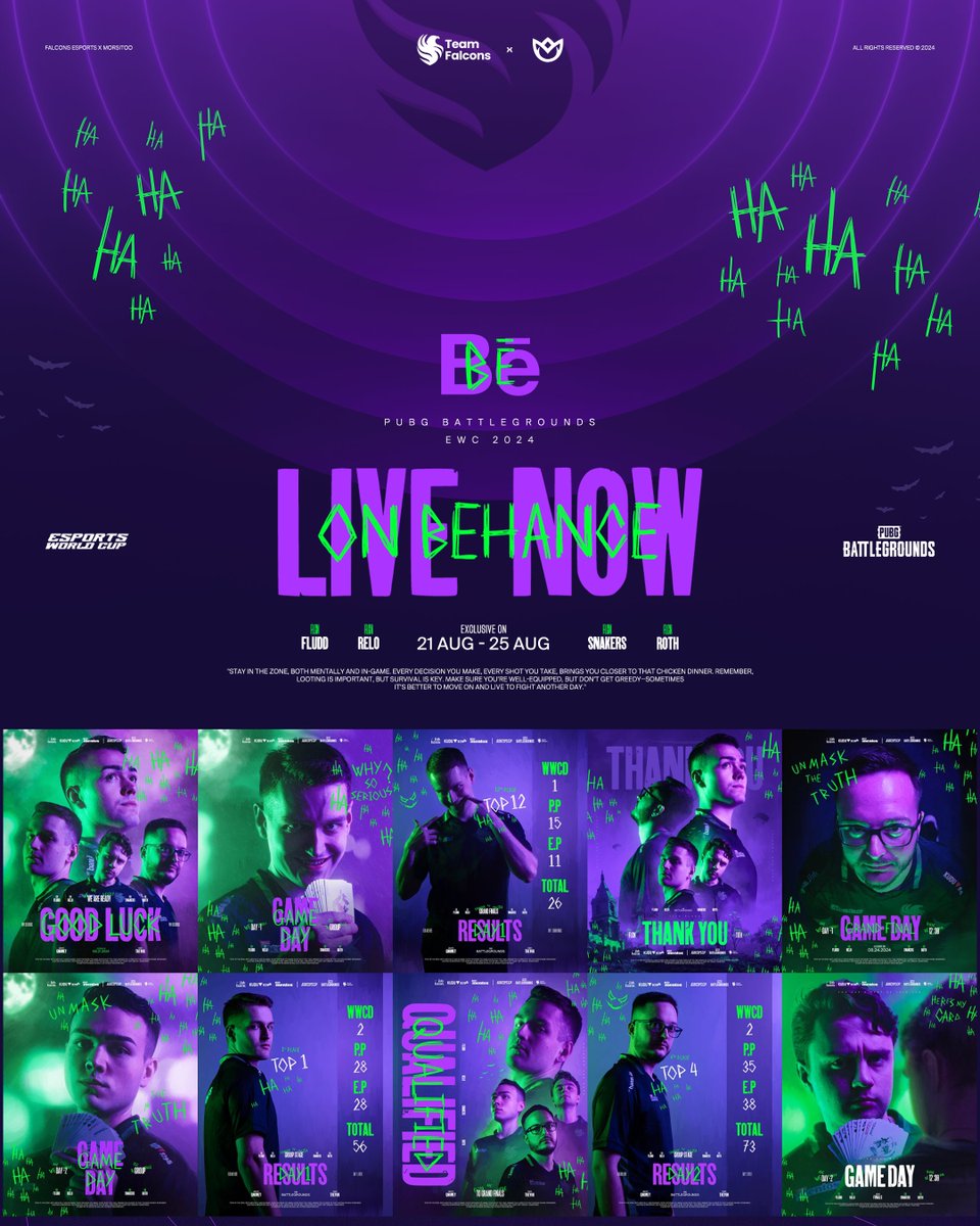 One of the Best Projects I Have Worked on Last Year 🃏
.
Finally, Live on BĒHANCE 🔥
behance.net/gallery/110965…
.
Check it out, and I hope you all love it! 💚💜
#FalconsAreHere - #PUBGEsports -  #EsportsWorldCup