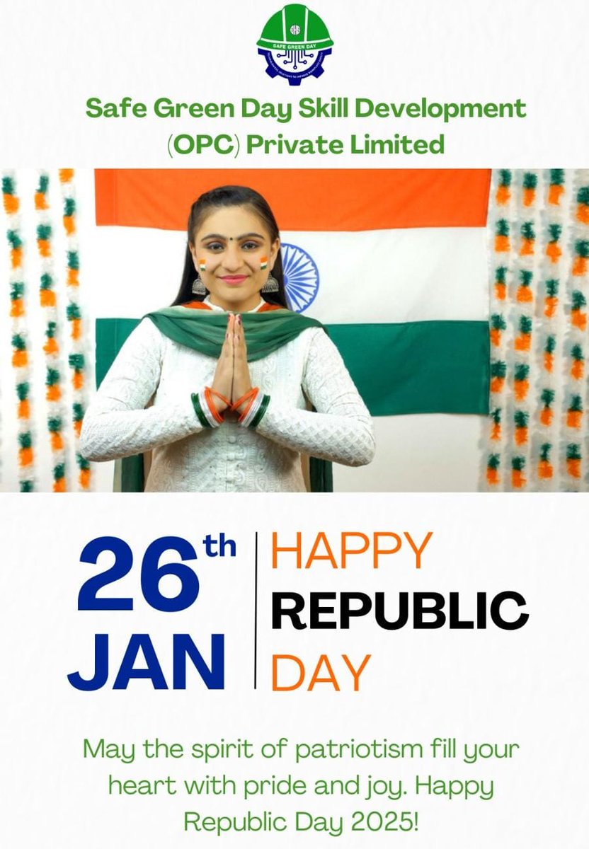 SafeGreenDay2's tweet photo. गणतंत्र दिवस न केवल हमारे अधिकारों की याद दिलाता है, बल्कि इस देश के नागरिक के रूप में हमारे कर्तव्यों की भी याद दिलाता है। गणतंत्र दिवस 2025 की शुभकामनाएँ !

#indian #NationalFlag #tiranga #besafe #behealthy https://t.co/1xiCfywuPQ