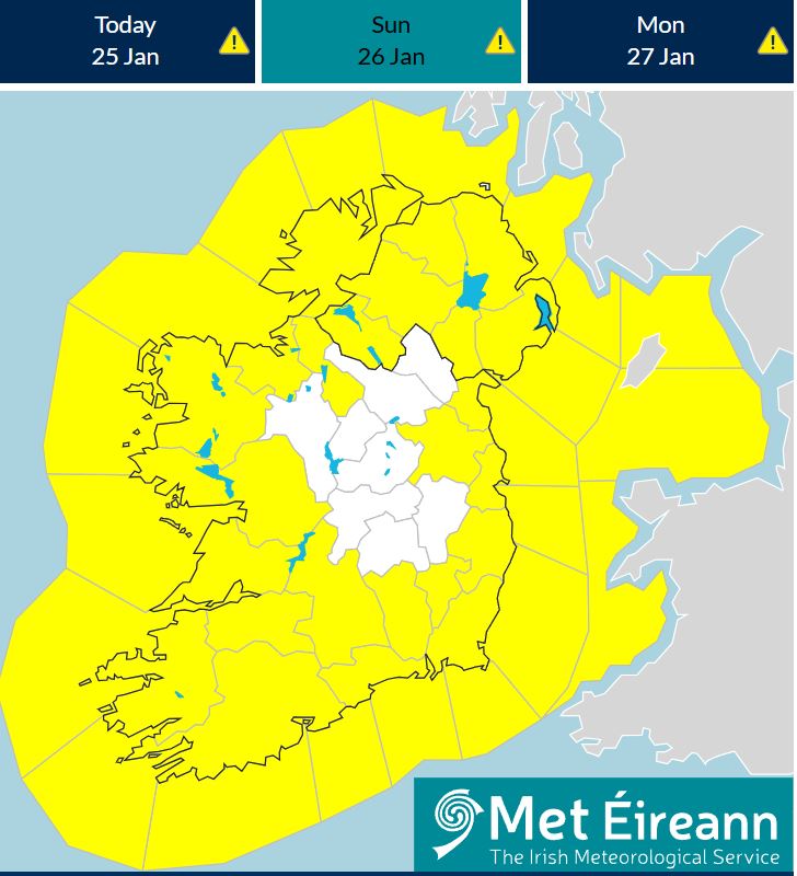 Galway City Council (@galwaycityco) on Twitter photo Met Éireann has issued a Yellow Warning: Wind
Strong and gusty winds - 6am to 6pm Sunday 26/01/2025
Crews are out on duty today and for the coming days. Please report any issues to Customer Services:
091 536 400
CustomerService@GalwayCity.ie
Read more GalwayCity.ie Met Éireann has issued a Yellow Warning: Wind
Strong and gusty winds - 6am to 6pm Sunday 26/01/2025
Crews are out on duty today and for the coming days. Please report any issues to Customer Services:
091 536 400
CustomerService@GalwayCity.ie
Read more GalwayCity.ie