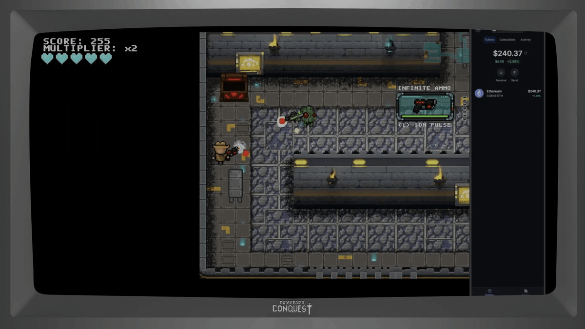 EclipseAlert's tweet photo. 🚨 New game on Eclipse is LIVE 🚨

@CryptaraConq ultimate bullet-hell dungeon shooter has officially launched on @EclipseFND

How to start:
🔹 Connect your wallet
🔹 Mint your free Guardian &amp; weapon
🔹 Grind to unlock epic assets
🔹 Compete on live leaderboards https://t.co/TCmdMs1IZT