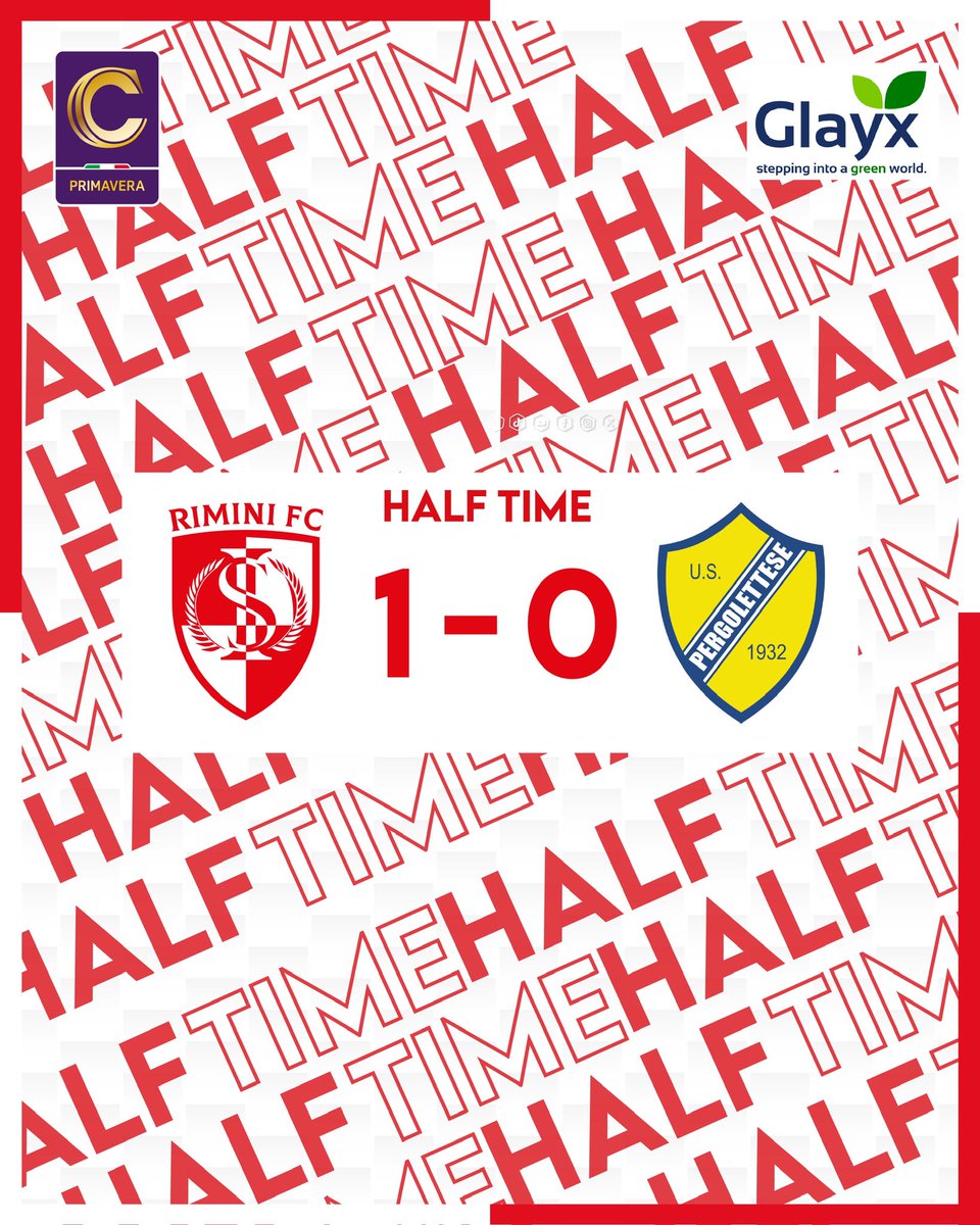 RiminiFC1912's tweet image. ⏸️ 𝐇𝐀𝐋𝐅 𝐓𝐈𝐌𝐄 ⏸️

#RiminiPergolettese | #Primavera3