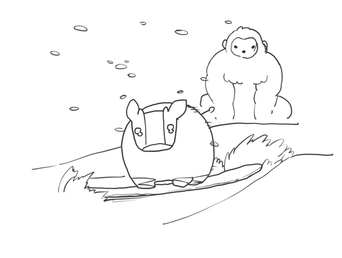 雪山で遭難するおかぴ 