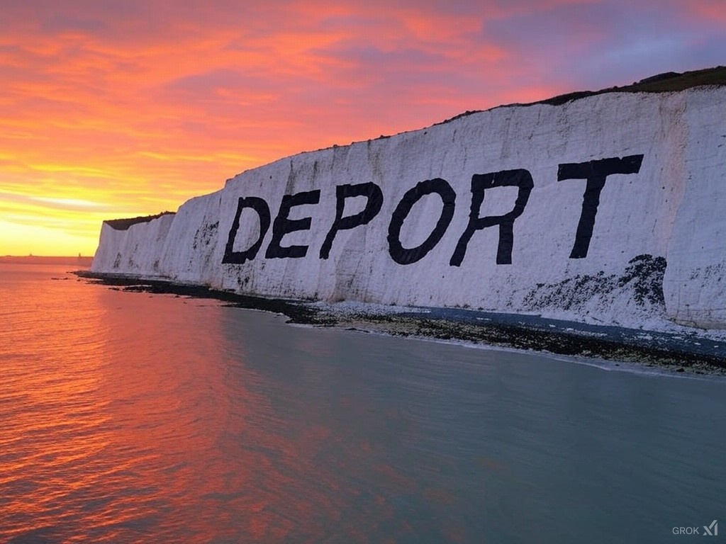 BritainForTrump's tweet photo. DETAIN, DEPORT.

This is the only way. 

If you are here illegally or you commit a crime while on a visa, you will be detained and deported.

President Trump has shown us the way, it can be done. https://t.co/ThX6qZBUP7