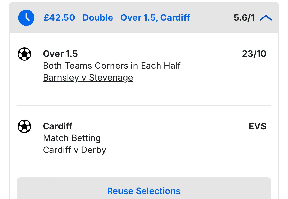 SportsoddsX's tweet photo. Cardiff v Derby 
Barnsley v Stevenage 

0.4 pt https://t.co/yK1ZkUaqL4