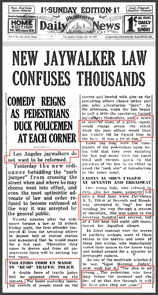 Los Angeles had a walking culture.

Angelenos resisted car culture for decades.

This report on day one of the Los Angeles Traffic Ordinance of 1925 ran 100 years ago today.