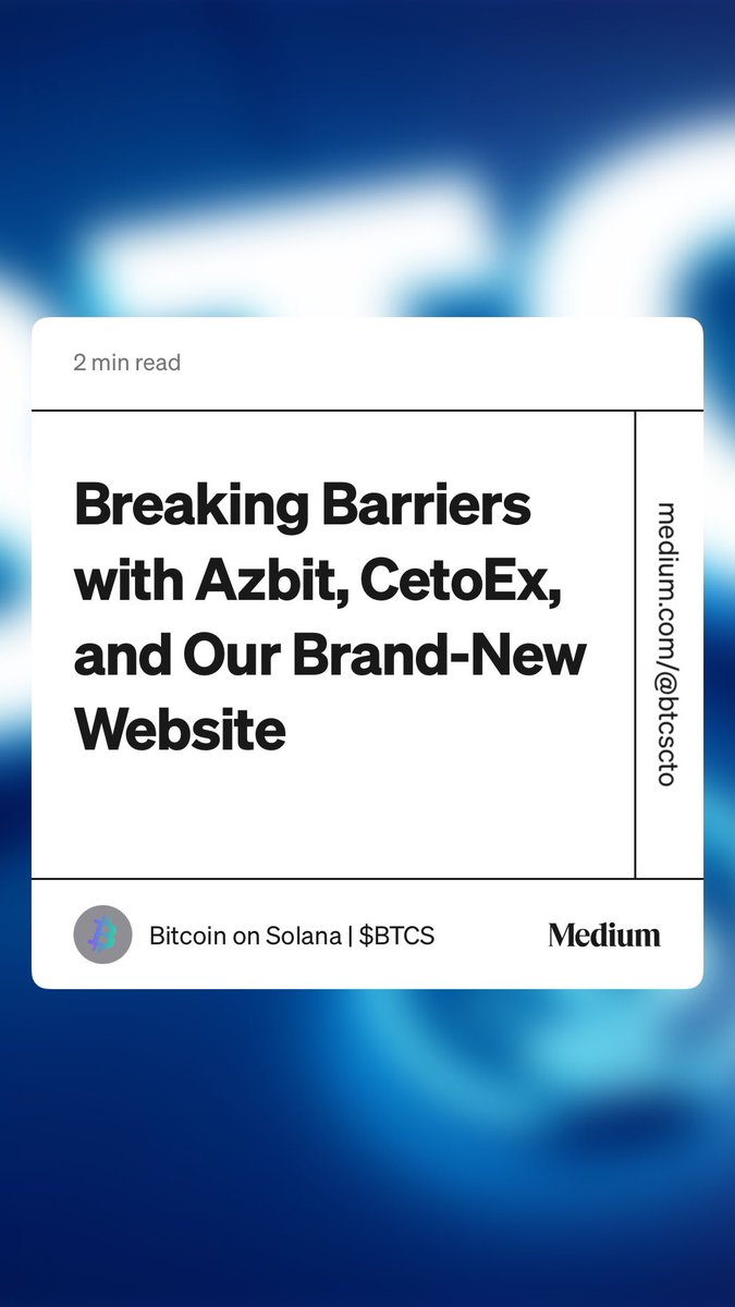 Breaking Barriers with Azbit, CetoEx, and Our Brand-New Website

New medium article Posted! 

medium.com/@btcscto/break…
