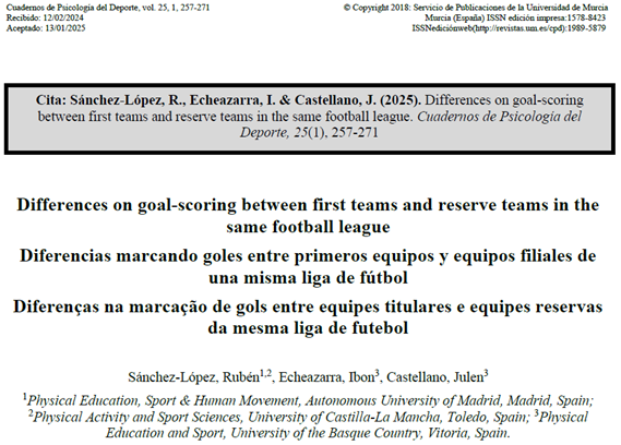 Nos acaban de publicar un nuevo artículo:

⚽“Diferencias marcando #goles entre primeros equipos y equipos filiales de una misma liga de fútbol”

🔗revistas.um.es/cpd/article/vi…

Con <a href="/ibonetxeazarra/">Ibon Etxeazarra</a>🔝 &amp; <a href="/julencastellano/">Julen</a> 🔝

#Entrenadores …Abro #hilo…