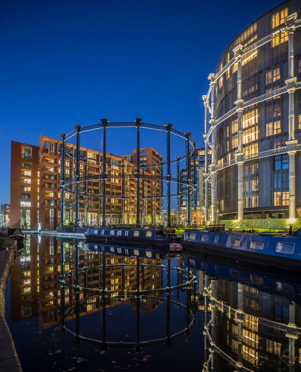 Wander along the canal towpath from Granary Square and you’ll come across Gasholder Park — a unique park with a rich history.⁠
⁠
The headliner of Gasholder Park is the cast iron frame, which once stood on the opposite bank of the canal and held 1.1 million cubic feet of gas.