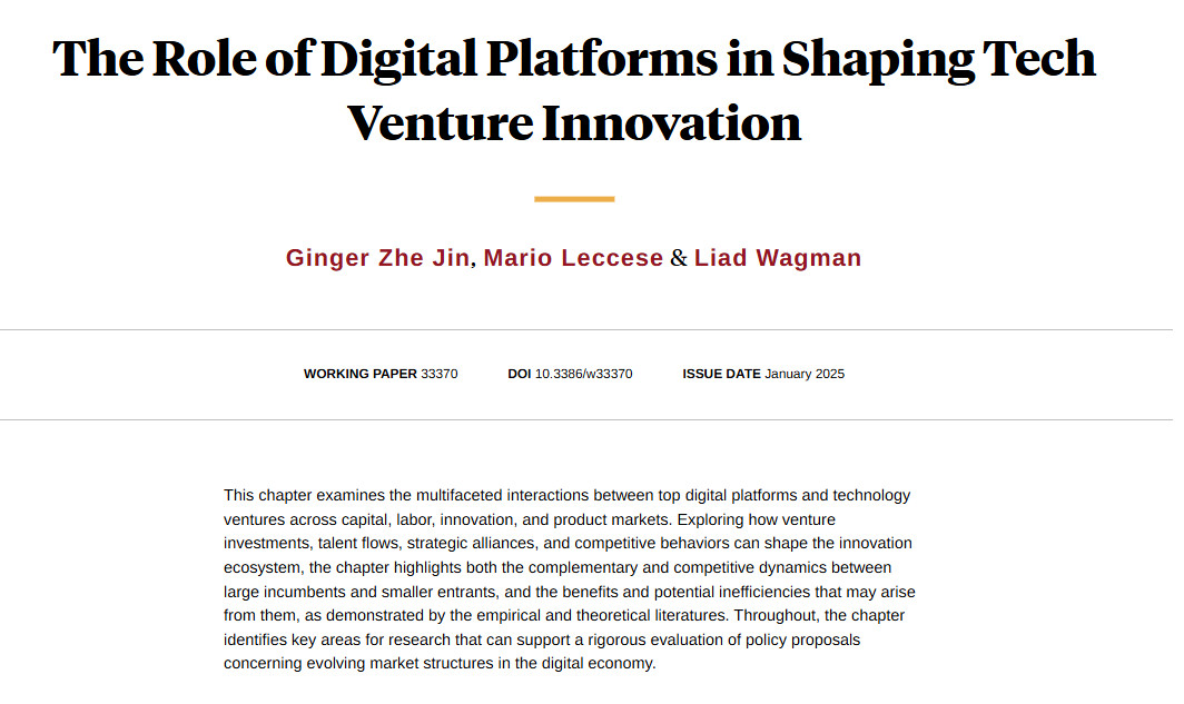 NBER (@nberpubs) on Twitter photo How venture investments, talent flows, strategic alliances, and competitive behaviors can shape the innovation ecosystem highlighting the complementary and competitive dynamics between large incumbents and smaller entrants, from Zhe Jin, <a href="/mario__leccese/">Mario Leccese</a>, and Wagman How venture investments, talent flows, strategic alliances, and competitive behaviors can shape the innovation ecosystem highlighting the complementary and competitive dynamics between large incumbents and smaller entrants, from Zhe Jin, <a href="/mario__leccese/">Mario Leccese</a>, and Wagman