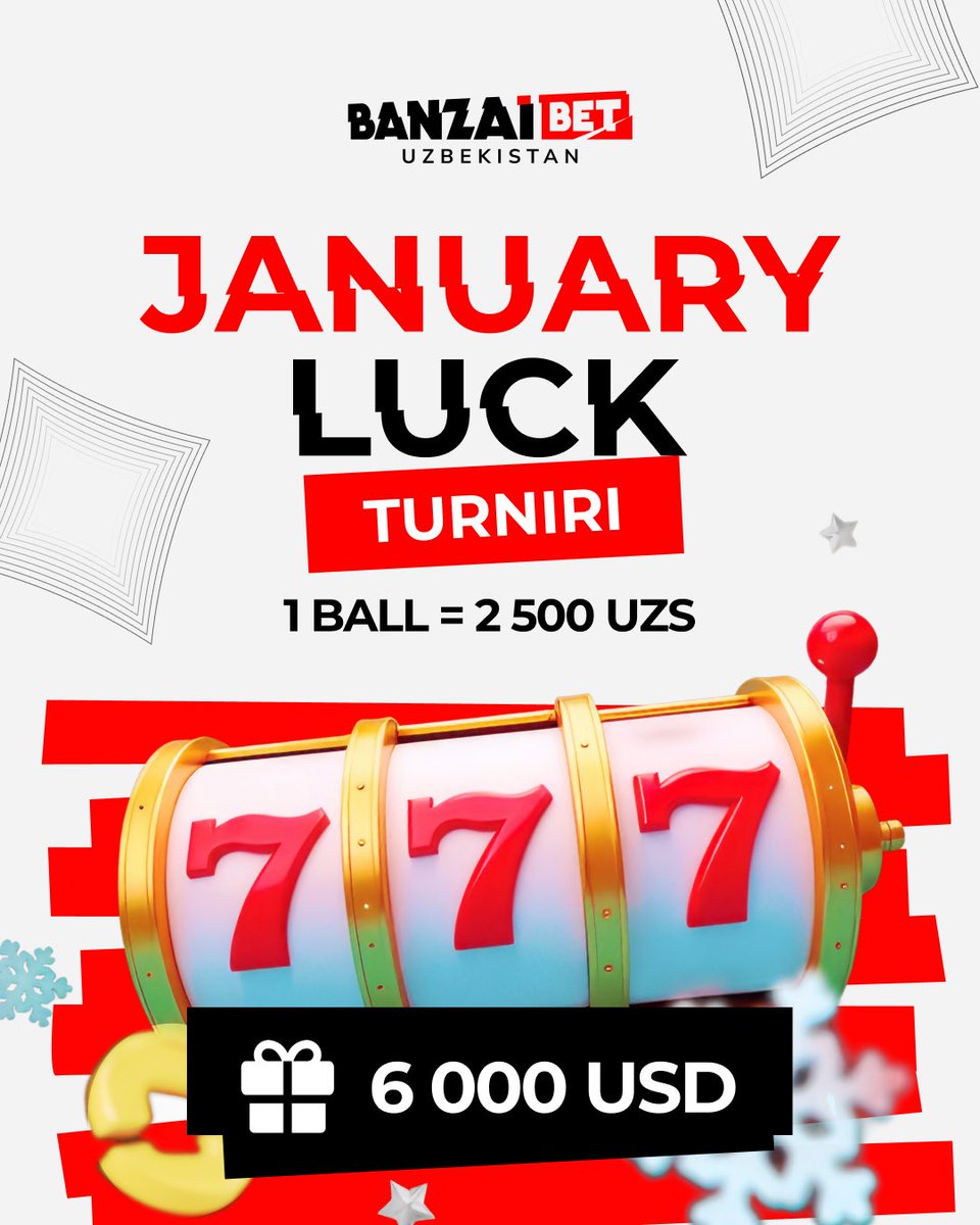 BanzaiBet_uzb's tweet photo. January Luck turniri BanzaiBetda🎁

🗓20-yanvardan 17-fevralgacha 6000 USD sovrin jamg'armasi o'ynaladi

🏆Ballaringiz qancha ko'p bo'lsa, haqiqiy hisobga sovrin olish imkoniyati shuncha yuqori bo'ladi

BanzaiBetga kiring, turnir qoidalarini o'qing va g'olib bo'ling

#DragRace https://t.co/LERoX9qLyB
