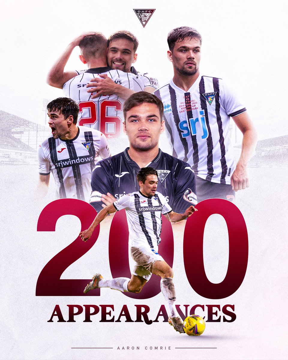 officialdafc's tweet photo. Aaron Comrie will make his 200th appearance for the club this afternoon against Airdrieonians!

An amazing achievement, well done Aaron👏🏻 https://t.co/DV3nu3yV0K