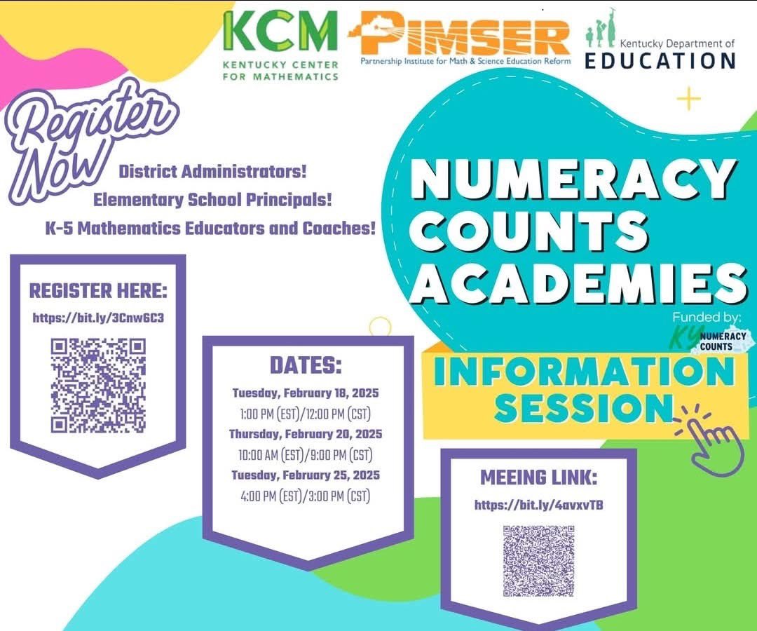 JenRuralEd's tweet image. #KYNumeracyCounts #KYNC These academies are being developed by KY’s own math practitioners! See you there! ❤️🍎❤️