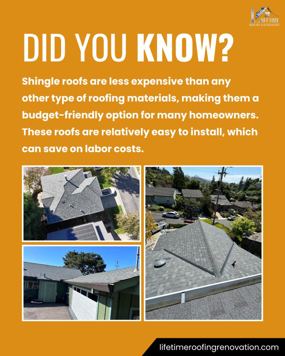LifeTimeR00F's tweet photo. 💡 DID YOU KNOW? 🏠

Shingle roofs are less expensive than any other type of roofing materials, making them a budget-friendly option for many homeowners. These roofs are relatively easy to install, which can save on labor costs. 💰

🔗 Learn more: https://t.co/leZQsHR8Gr https://t.co/tAQF8wuMni