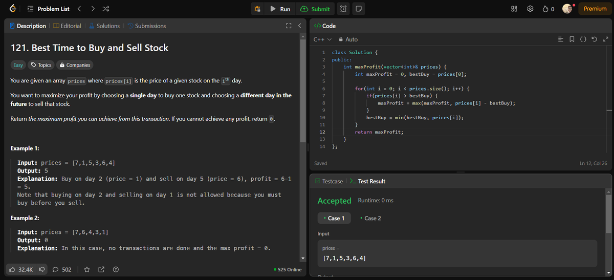 albion_codes's tweet photo. Day 11 of pursuing DSA
Understood Binary Exponentiation and used it on LeetCode Q. 50) Pow(x,n) with time complexity of O(logn).
Completed LeetCode Q. 121) Best Time to buy and sell stock to return Max Profit using O(n) time.
#DSA #CodingJourney #consistency #LeetCode https://t.co/YR2LVjtGYd