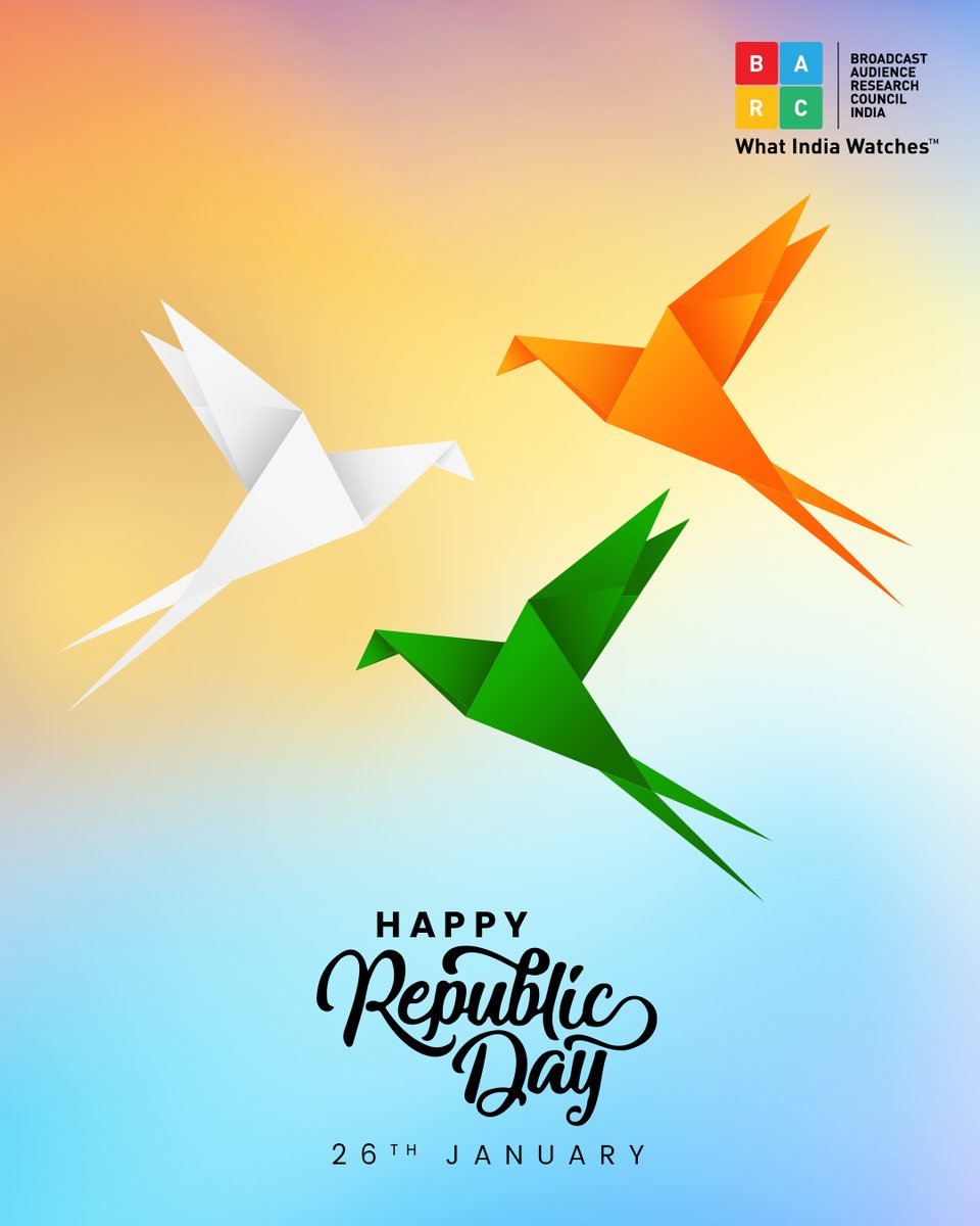 Celebrating the spirit of the Republic with the colors of unity, peace, and courage.

Happy Republic Day!

#BARCIndia #WhatIndiaWatches #RepublicDay #India