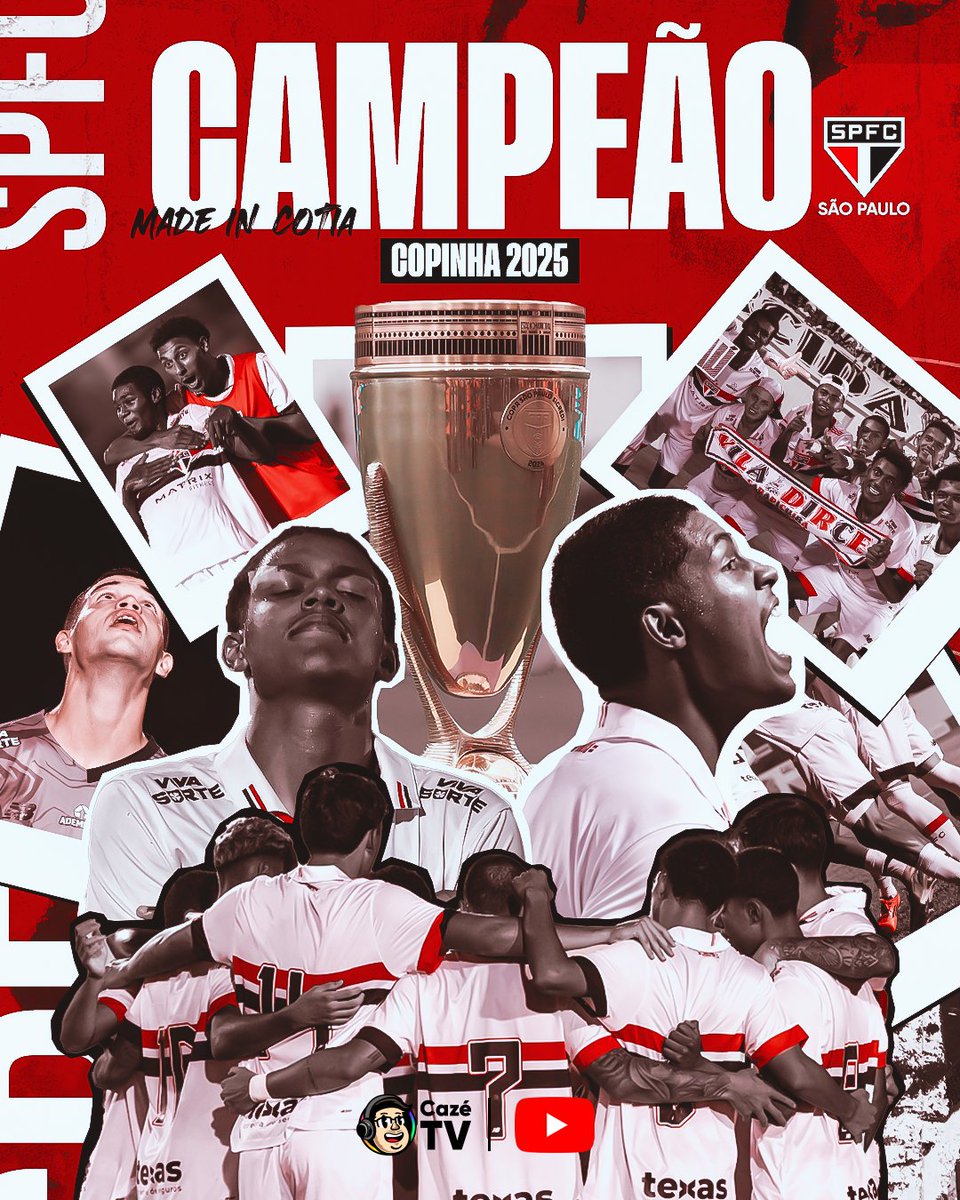 SOLTA O GRITO DE CAMPEÃO, PORR@@@@@@@@@@!!!!!!!!!!!! O SÃO PAULO É CAMPEÃO DA COPINHA 2025!!!!!!!!!!!!!!!!!!!!! 🏆🇾🇪

FOI DE VIRADA, FOI NUM JOGAÇO, FOI COM EMOÇÃO E LOGO NUM MAJESTOSO!!!!!!!!!!! QUE ENREDO ABSURDO!!!!!!!! 🔥🔥🔥🔥🔥🔥🔥🔥🔥🔥🔥🔥🔥

 #CopinhaNoYoutube