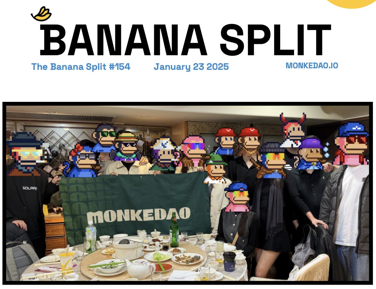 The Banana Split #154 is here!

Another week, another chapter feature. Shout out to <a href="/MonkeDAOTaiwan/">MonkeDAO Taiwan</a>!

Happy Weekend Monkes!

Links below 🔗👇