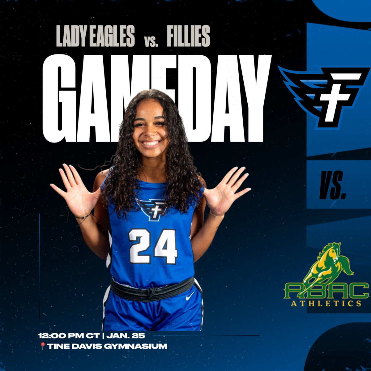 FaulknerATHL's tweet photo. The Lady Eagles host the Fillies in a first-time matchup for a noon tip-off inside Tine Davis!

📺 https://t.co/mgmXO6ABVr
📊 https://t.co/DBwWVfPzYv
🎟️ https://t.co/bEL7xRQ9Ri https://t.co/chNnEWt7K6