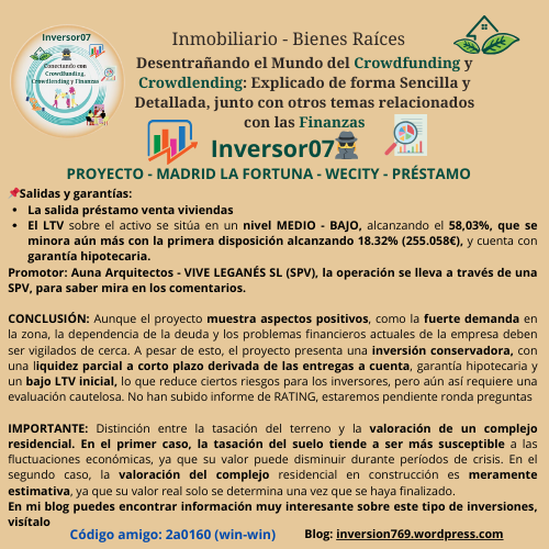 Inversor00's tweet photo. Día lluvioso, día para estudiar 
📌Breve análisis proyecto #deuda #wecity #madrid - la Fortuna. Día 28/01 a 12h 
✅Código amigo: 2a0160 

P.D No es ninguna recomendación, ten presente los #riesgos #crowdlending #inmobiliario https://t.co/kFiGozlKZB