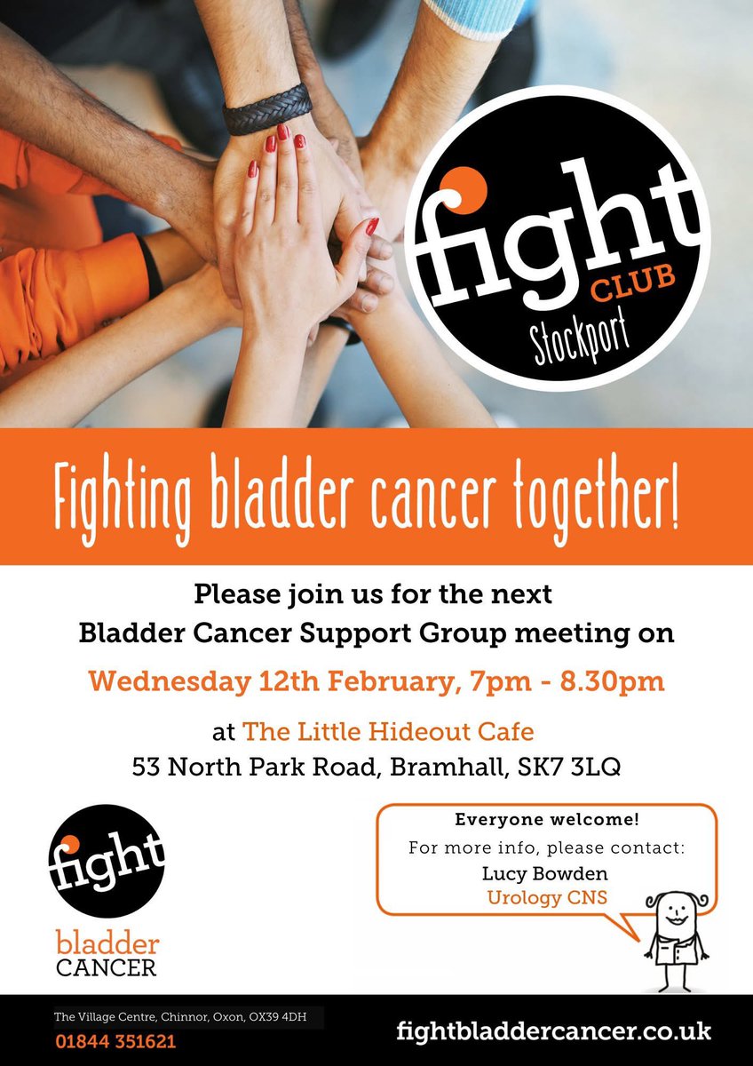 Lucy Bowden (@lucybowden20) on Twitter photo All welcome to the next Bladder Cancer Support Group. <a href="/HillUrology/">Stepping Hill Urology</a> <a href="/michmdavies/">Michelle Davies</a> <a href="/deniseelson2/">denise elson</a> <a href="/BladderCancerUK/">Fight Bladder Cancer</a> All welcome to the next Bladder Cancer Support Group. <a href="/HillUrology/">Stepping Hill Urology</a> <a href="/michmdavies/">Michelle Davies</a> <a href="/deniseelson2/">denise elson</a> <a href="/BladderCancerUK/">Fight Bladder Cancer</a>