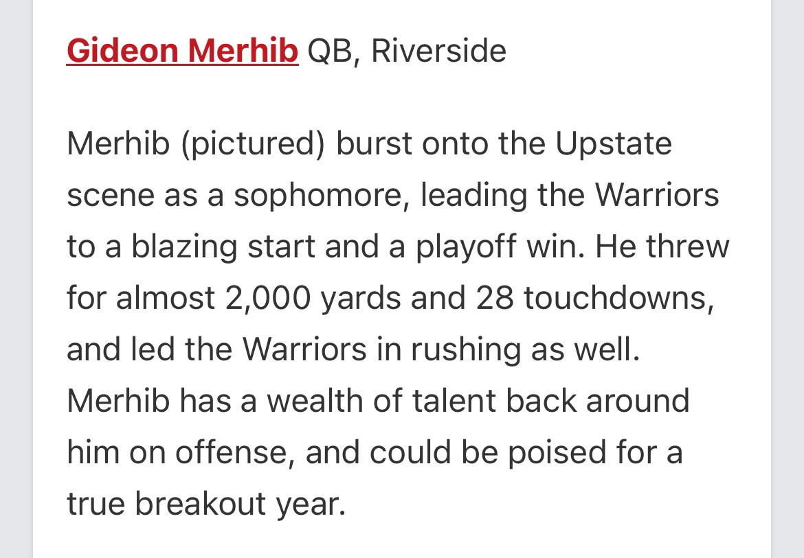 Thank You <a href="/PrepRedzoneSC/">Prep Redzone South Carolina</a> and <a href="/JedBlackwell/">Jed Blackwell</a> for the write up! 
<a href="/QBHitList/">QBHitList.com</a> <a href="/RHS_FB/">RHS Football</a> <a href="/iguerin/">Ian Guerin</a> <a href="/MattRochester50/">Matthew Rochester</a> <a href="/Elite11/">Elite11</a>