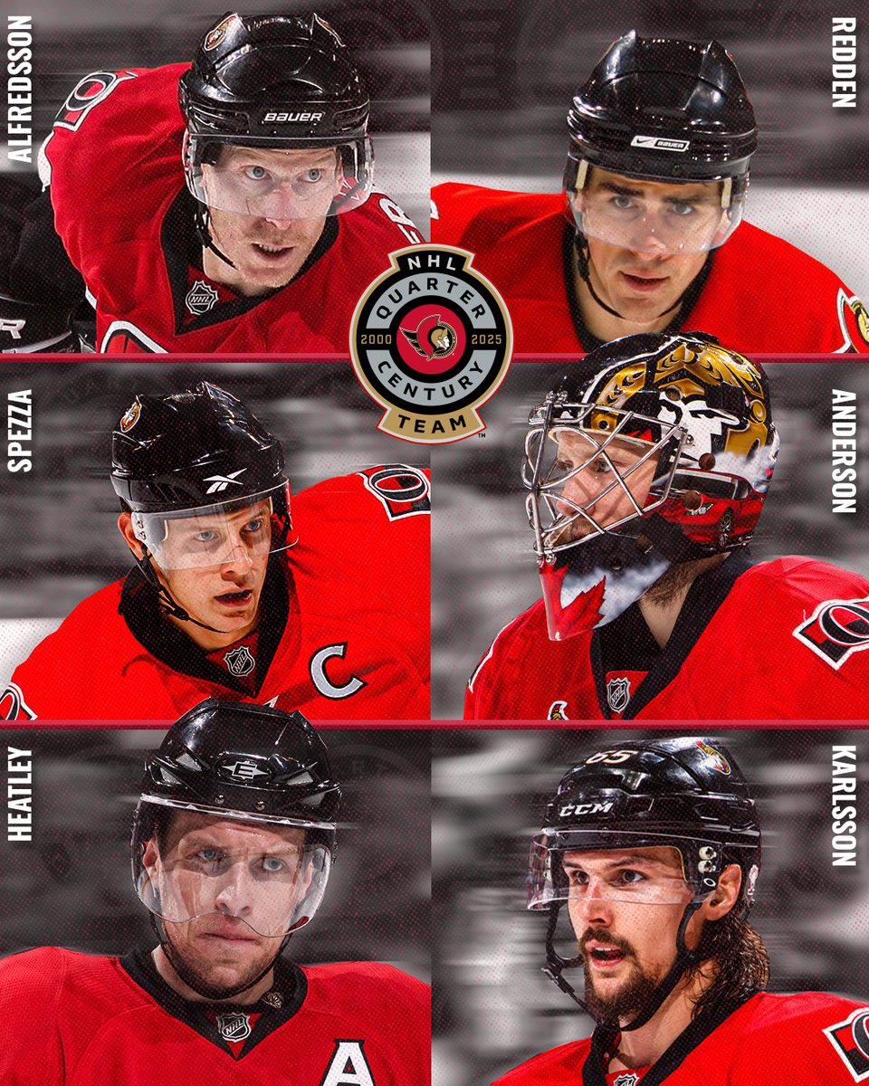 Senators's tweet photo. 2️⃣5️⃣ years of #Sens stars ⭐️

Introducing the Ottawa Senators Quarter-Century Team!

#GoSensGo 🤝 #NHLQCTeam https://t.co/3Ym66a4pJg