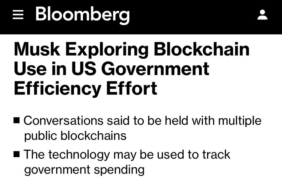 🚨 BREAKING: ELON WANTS BLOCKCHAIN TO TRACK US GOVERNMENT SPENDING

Elon is reportedly exploring blockchain tech to revolutionize federal operations under the Department of Government Efficiency (<a href="/DOGE/">Department of Government Efficiency</a> ).

Ideas on the table include using blockchain to track government spending,