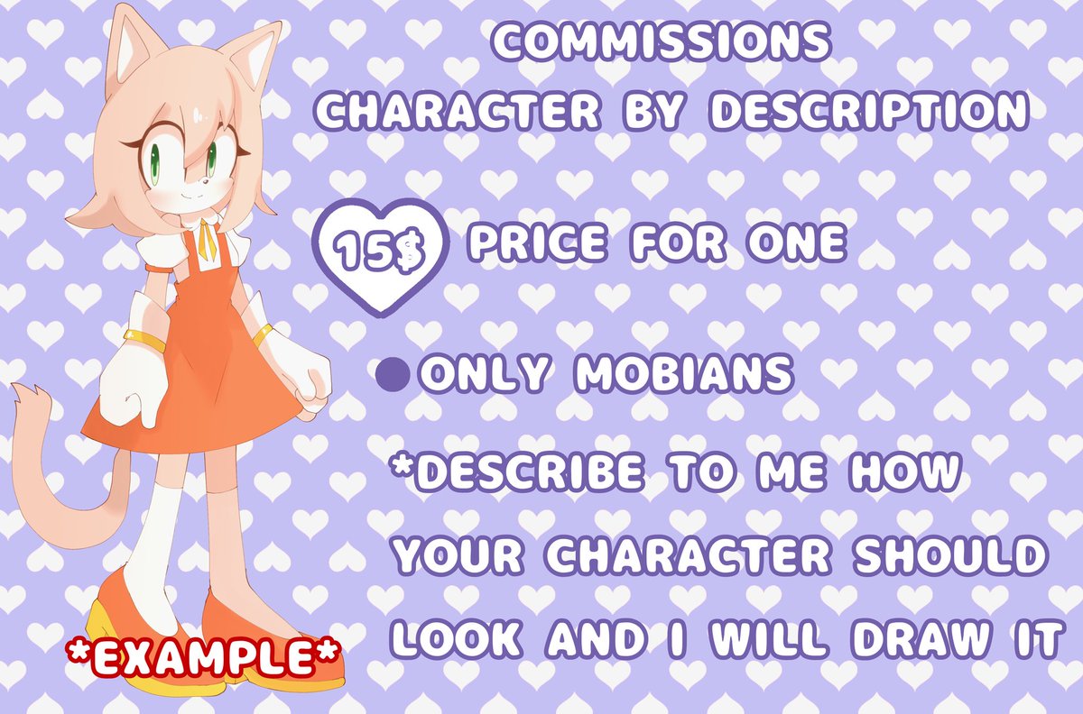 CHARACTER BY DESCRIPTION!
💜💜💜💜💜💜💜💜💜💜💜💜
If you have any questions, don't be afraid to ask them
#SonicTheHedgehog 
#sonic
#sonicfanart 
#soniccommission
#commisionsopen 
#Commision